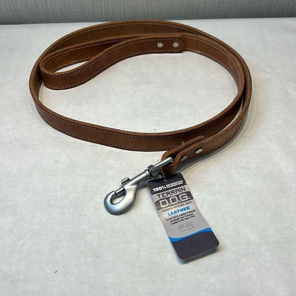 NEW Terrain D.O.G. Leather Leash 4' x 1" Brown Russet